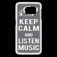 Coque Samsung Galaxy S6 edge Keep Calm Listen music Gris