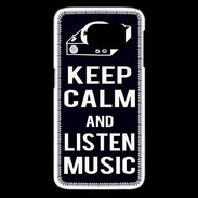 Coque Samsung Galaxy S6 edge Keep Calm Listen music Noir