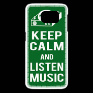 Coque Samsung Galaxy S6 edge Keep Calm Listen music Vert