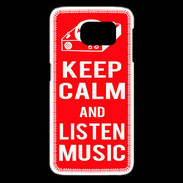 Coque Samsung Galaxy S6 edge Keep Calm Listen music Rouge