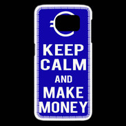 Coque Samsung Galaxy S6 edge Keep Calm Make money Bleu