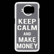 Coque Samsung Galaxy S6 edge Keep Calm Make money Gris