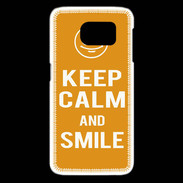 Coque Samsung Galaxy S6 edge Keep Calm Smile Orange