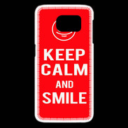 Coque Samsung Galaxy S6 edge Keep Calm Smile Rouge