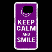 Coque Samsung Galaxy S6 edge Keep Calm Smile Violet