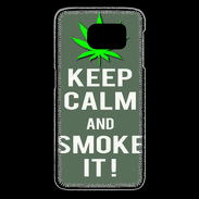 Coque Samsung Galaxy S6 edge Keep Calm Smoke it Gris