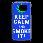 Coque Samsung Galaxy S6 edge Keep Calm Smoke it Bleu