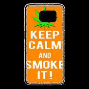 Coque Samsung Galaxy S6 edge Keep Calm Smoke it Orange