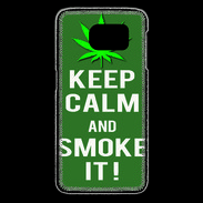 Coque Samsung Galaxy S6 edge Keep Calm Smoke it Kaki