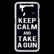 Coque Samsung Galaxy S6 edge Keep Calm Take a gun Noir