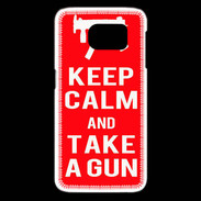 Coque Samsung Galaxy S6 edge Keep Calm Take a gun Rouge