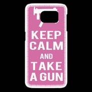 Coque Samsung Galaxy S6 edge Keep Calm Take a gun Rose