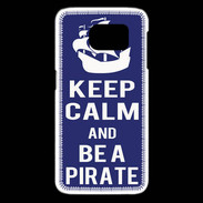 Coque Samsung Galaxy S6 edge Keep Calm Be a Pirate Bleu