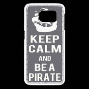 Coque Samsung Galaxy S6 edge Keep Calm Be a Pirate Gris