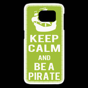 Coque Samsung Galaxy S6 edge Keep Calm Be a Pirate Vert pomme