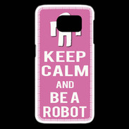 Coque Samsung Galaxy S6 edge Keep Calm Be a Robot Rose