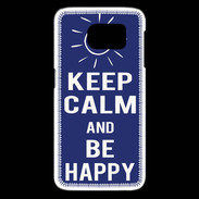 Coque Samsung Galaxy S6 edge Keep Calm Be Happy Bleu
