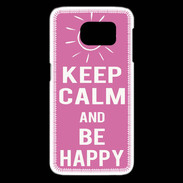 Coque Samsung Galaxy S6 edge Keep Calm Be Happy Rose