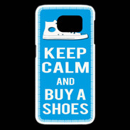 Coque Samsung Galaxy S6 edge Keep Calm Buy Shoes Cyan 
