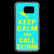 Coque Samsung Galaxy S6 edge Keep Calm Batman Cyan