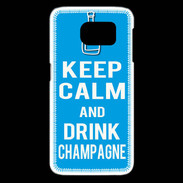 Coque Samsung Galaxy S6 edge Keep Calm Drink champagne Cyan