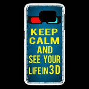 Coque Samsung Galaxy S6 edge Keep Calm and See your life 3D Bleu