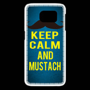 Coque Samsung Galaxy S6 edge Keep Calm and Mustach Bleu