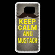 Coque Samsung Galaxy S6 edge Keep Calm and Mustach Gris