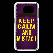 Coque Samsung Galaxy S6 edge Keep Calm and Mustach Violet
