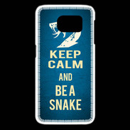 Coque Samsung Galaxy S6 edge Keep Calm and Be a Snake bleu