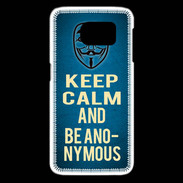 Coque Samsung Galaxy S6 edge Keep Calm and Be Anonymous Bleu