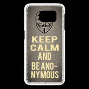 Coque Samsung Galaxy S6 edge Keep Calm and Be Anonymous Gris