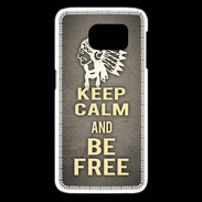 Coque Samsung Galaxy S6 edge Keep Calm and Be Free Gris