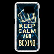 Coque Samsung Galaxy S6 edge Keep Calm and Boxing Bleu
