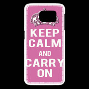Coque Samsung Galaxy S6 edge Keep Calm and Carry on Rose