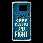 Coque Samsung Galaxy S6 edge Keep Calm and Fight Bleu