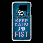 Coque Samsung Galaxy S6 edge Keep Calm and Fist BLeu