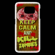 Coque Samsung Galaxy S6 edge Keep Calm and Kill Zombies Orange