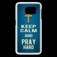 Coque Samsung Galaxy S6 edge Keep Calm and Pray Christian Bleu