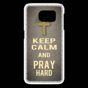 Coque Samsung Galaxy S6 edge Keep Calm and Pray Christian Gris