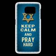 Coque Samsung Galaxy S6 edge Keep Calm and Pray jewish BLeu