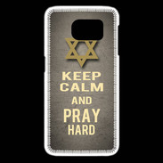 Coque Samsung Galaxy S6 edge Keep Calm and Pray jewish Gris