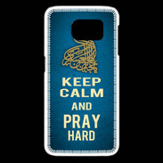 Coque Samsung Galaxy S6 edge Keep Calm and Pray Muslim Bleu