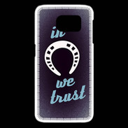 Coque Samsung Galaxy S6 edge In Luck We trust Bleu ZG