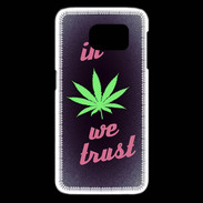 Coque Samsung Galaxy S6 edge In Weed We trust Rouge ZG