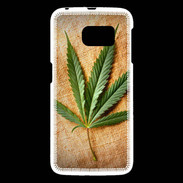 Coque Samsung Galaxy S6 Feuille de cannabis sur toile beige