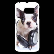 Coque Samsung Galaxy S6 Bulldog français avec casque de musique