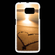 Coque Samsung Galaxy S6 Coeur sur la plage avec couché de soleil