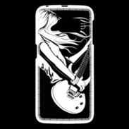 Coque Samsung Galaxy S6 Musicienne guitare électrique en noir et blanc