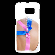 Coque Samsung Galaxy S6 Femme enceinte avec ruban bleu et rose